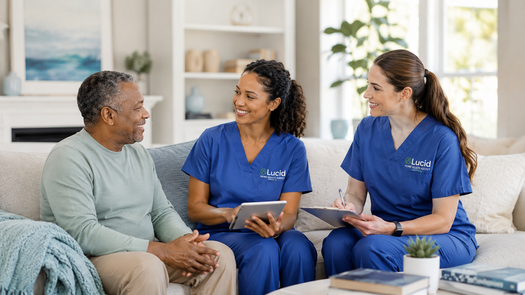 Caregiver helping a client at home